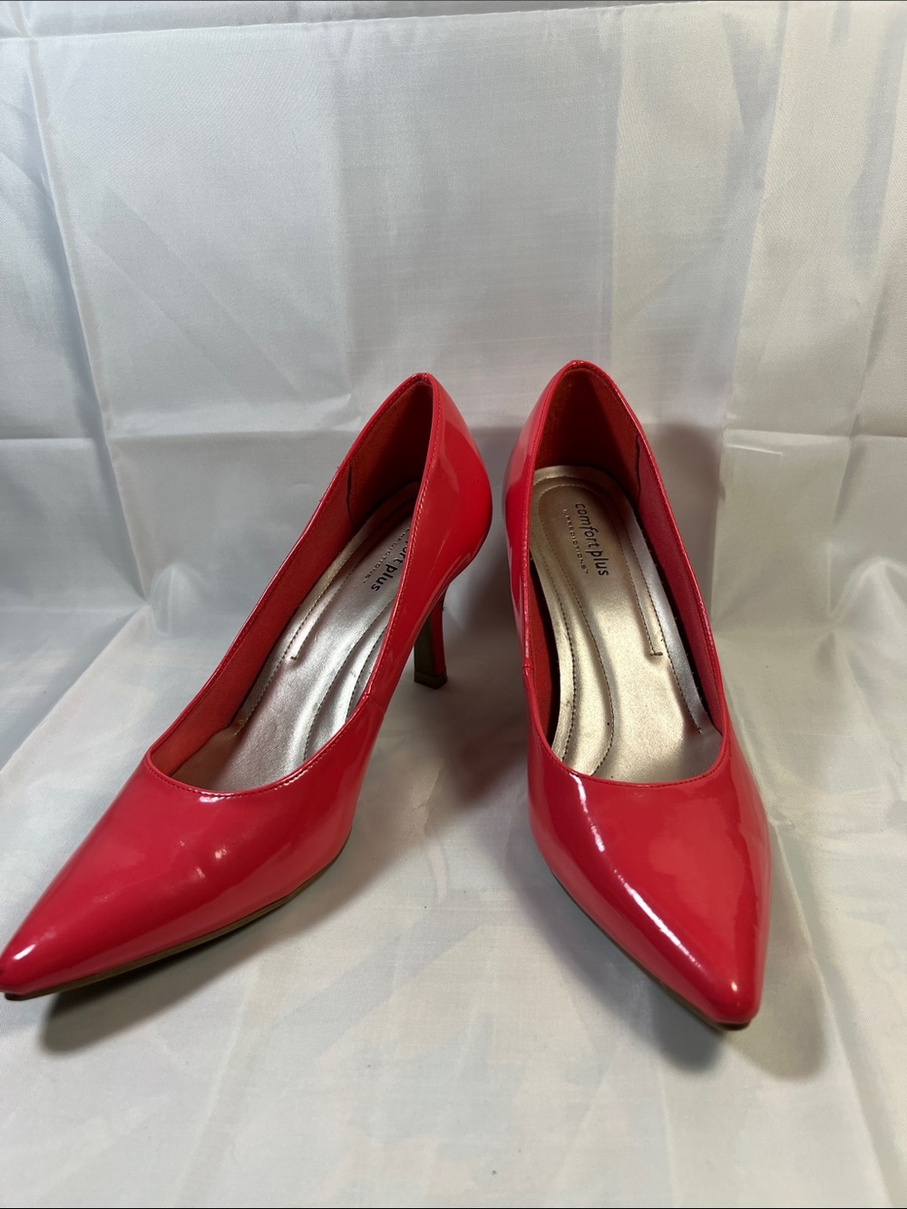 comfort plus by Predictions Red Patent Pointed Pumps with Mid Heel